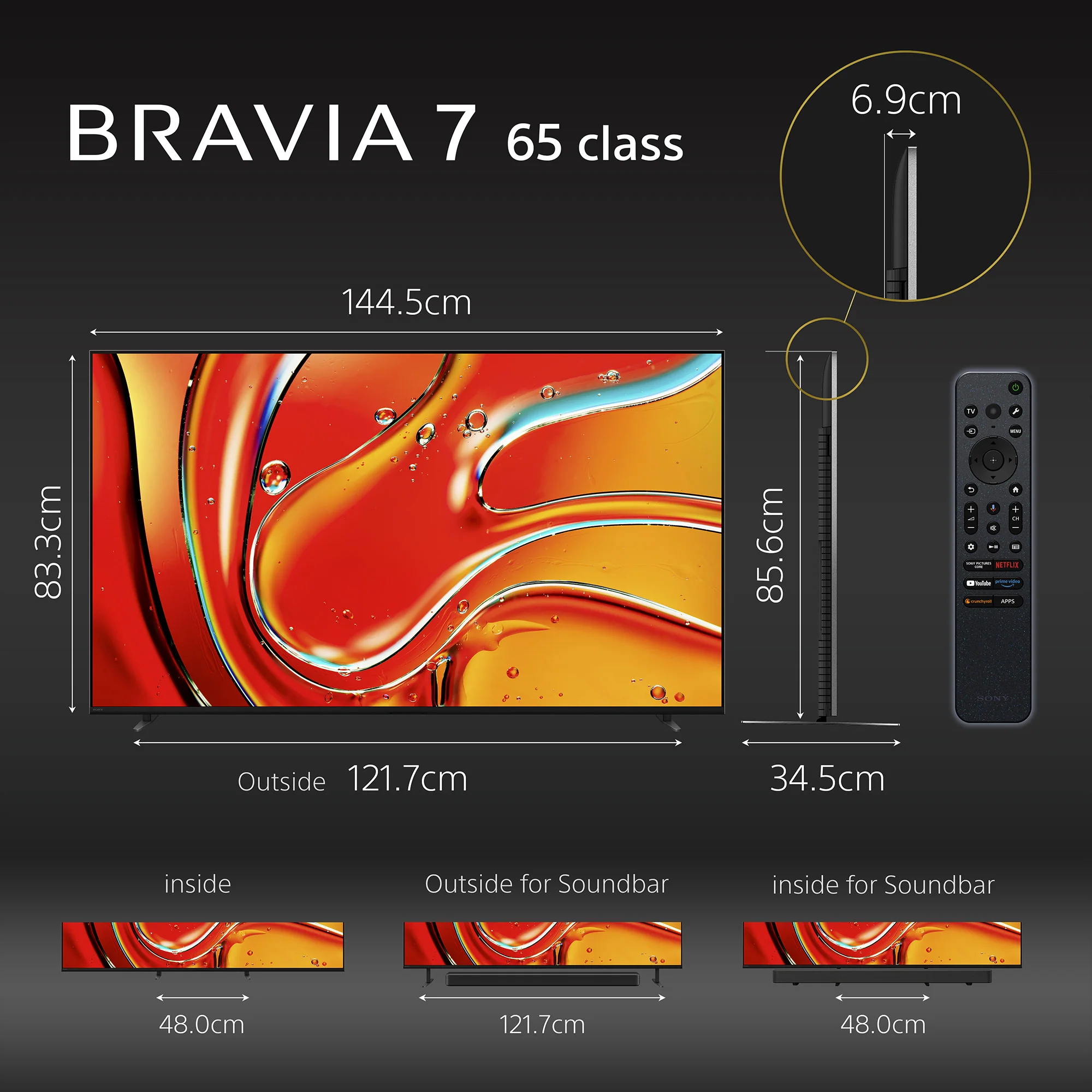 Sony | BRAVIA 7 | 65 Inch | MINI LED XR QLED | XR BACKLIGHT MASTER DRIVE TV | Perfectly balanced for movies, PS5 gaming & sports|4K HDR Smart TV (Google TV) | 2024 Model - Image 3