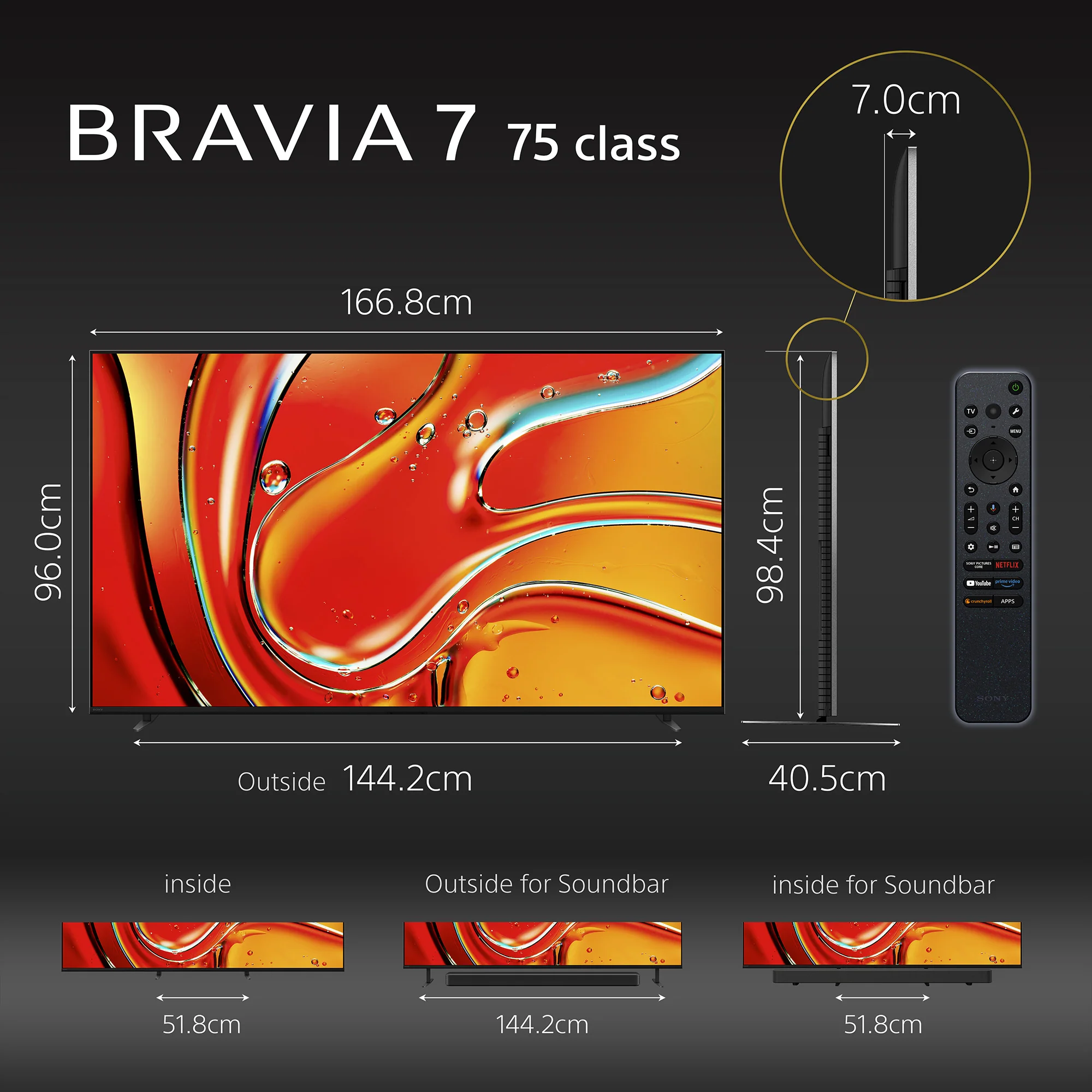 Sony | BRAVIA 7 | 75 Inch | MINI LED XR QLED | XR BACKLIGHT MASTER DRIVE TV | Perfectly balanced for movies, PS5 gaming & sports | 4K HDR Smart TV (Google TV) | 2024 Model - Image 3